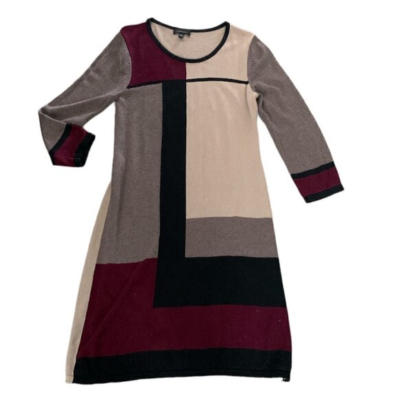 Spense Knit Sweater Dress Cotton Blend Modern Colorblock Sz M #73C - Picture 5 of 8